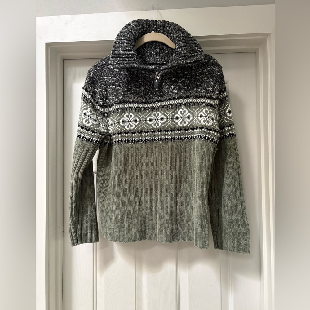 Charcoal and Olive Turtleneck Sweater
